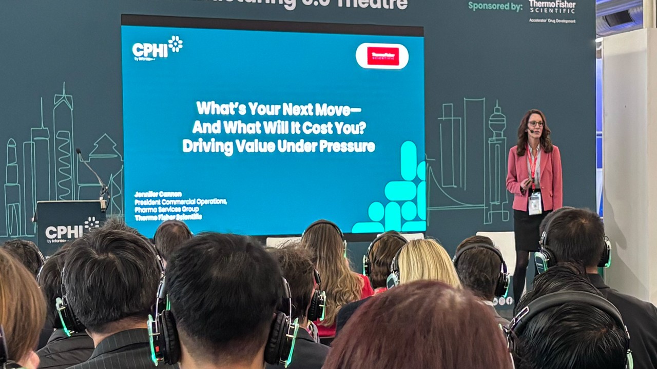 Jennifer Cannon speaking at CPHI Frankfurt 2025 about an strategic integration in drug development